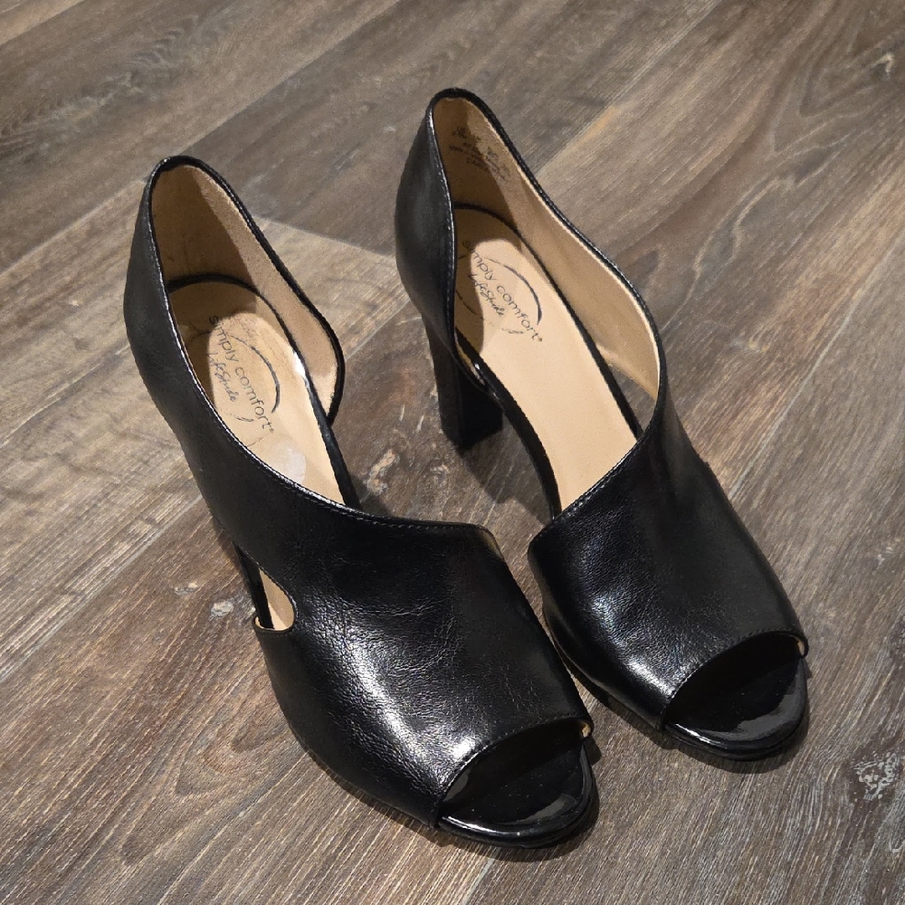 comfort plus by Predictions Black Peep-Toe Heels